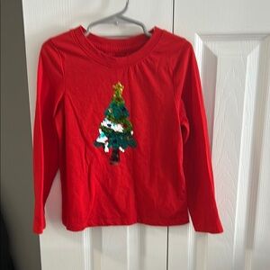 Cat & Jack Red Long Sleeve Tee with Green Christmas Tree